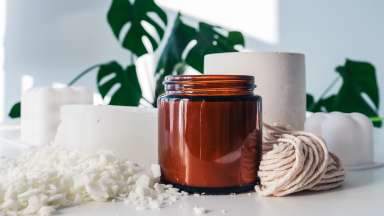 candle making materials - jar, rope and wax