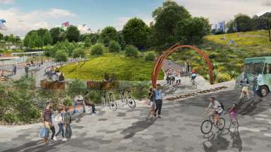 a rendering of the future Smoky Hollow park