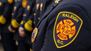 Close up of RFD badge