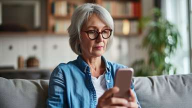 a person sitting on couch using a phone