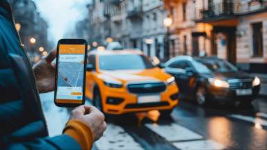 a person using a phone app to catch a ride