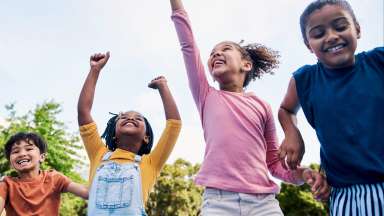 happy children playing outdoors