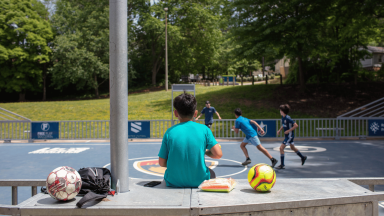 Kids playing soccer
