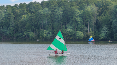 Boats sailing on Lake Johnson