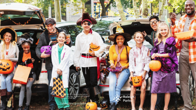 Kids at a trunk or treat event