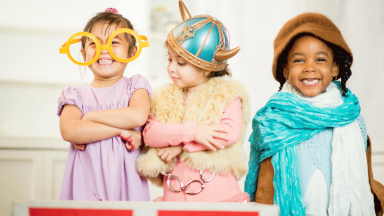 Kids dressed up in theatre costumes