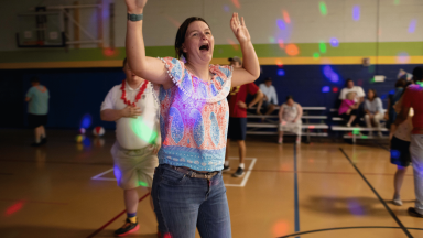 A girl dancing on a dance floor