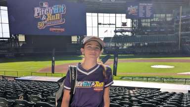 an image of a girl at the Pitch, Hit &amp; Run National Finals