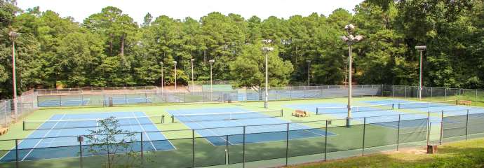 Shot of the eight tennis courts at Biltmore Hills Park
