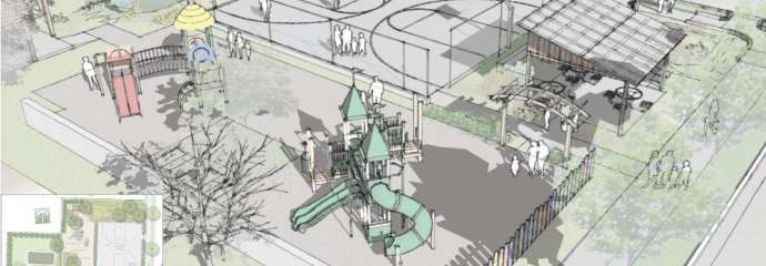 Design rendering of the plans for Fisher Street Park