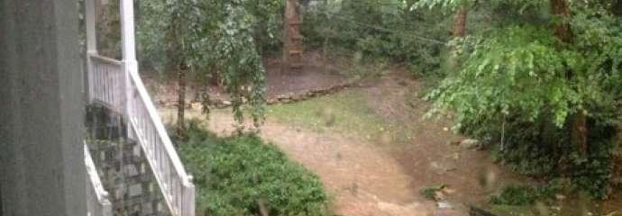 Flooding of a backyard on Weldon Place