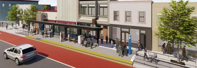 This shows what the urban core BRT transit station will look like, the rending here show the one on Wilmington Street.