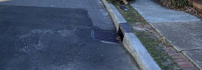 Storm drain sag on Creston Drive