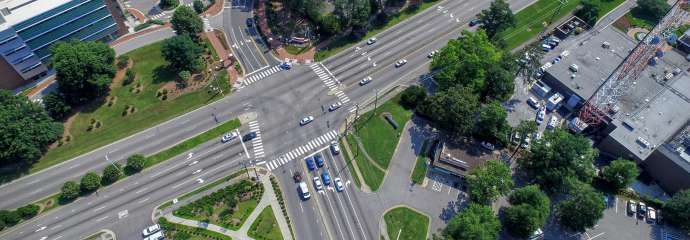Aerial view of the Western Blvd. and Avent Ferry Rd. Intersection