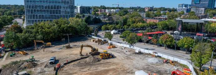 View from the top of the Performing Arts Parking Deck facing northeast