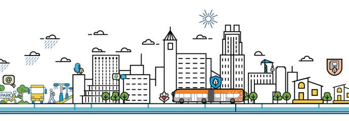 Illustration of a busy cityscape