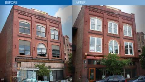 brick facade before and after hargett street