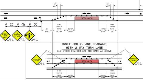 shows what traffic control will look like during all lane closures along the corridor during construction.