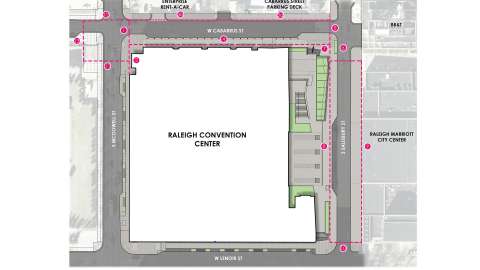 A map of the locations where we will be replacing the expansion joints that surround the convention center.