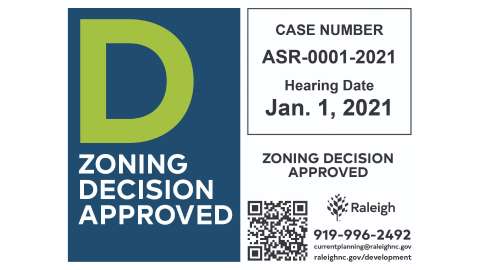 Public Notice sign for Zoning Decision