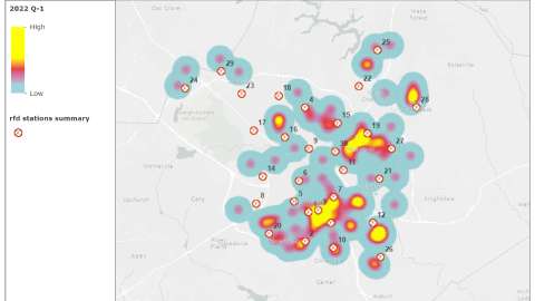 Heat map of fires in buildings in Q1 2022