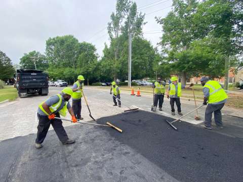 Asphalt crew at work