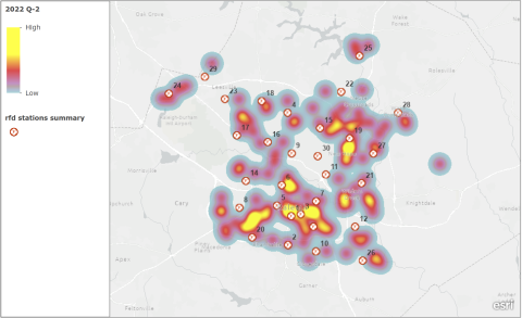 Heat map of City of Raleigh building fire locations