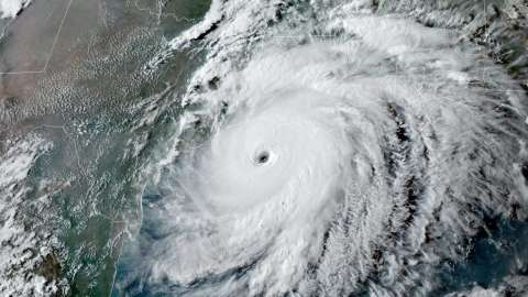 Hurricane satellite image shows hurricane over the east coast