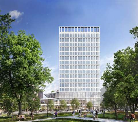 Rendering of new Civic Tower shown from Nash Park