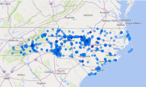 Electric vehicle charging stations in North Carolina
