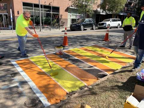 Painted scooter parking corrals