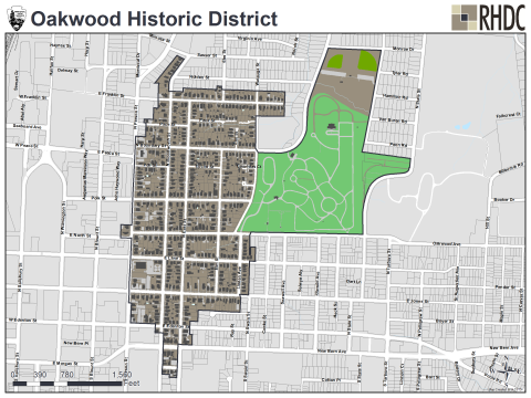 Oakwood National Register of Historic Places District Map