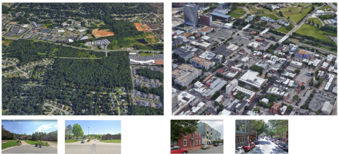 This shows images from two zip codes in the Richmond, Virginia area. One is very suburban, the other is near downtown.