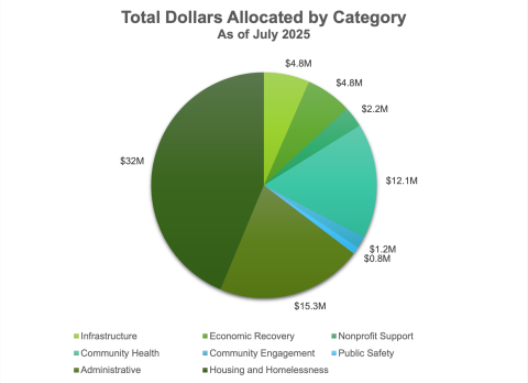 Pie chart of ARPA spending categories