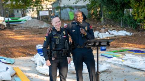 Chief Boyce standing with microphone