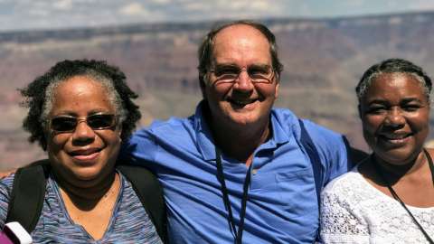 a group of active adult travelers