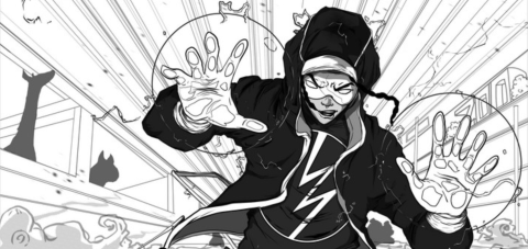 black and white comic drawing