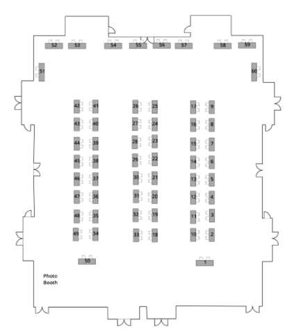 Map of table numbers and locations