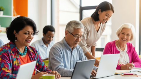 Group of adults on computers