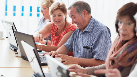 Group of adults on laptops