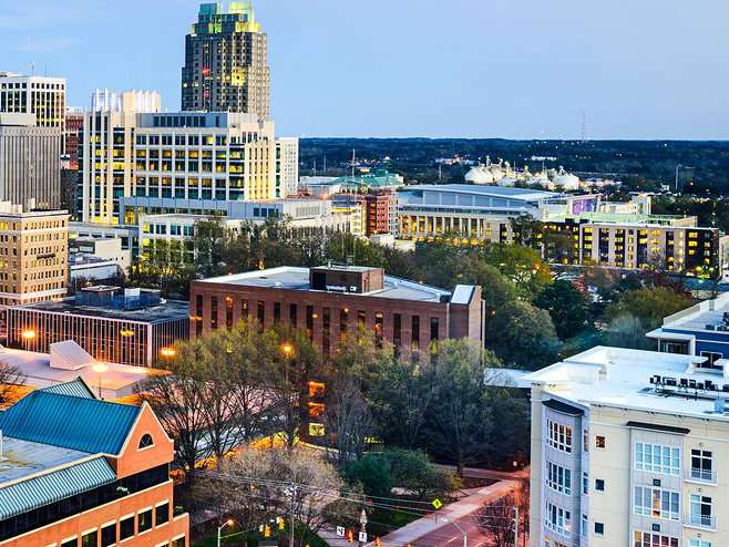 view of downtown Raleigh city buildings