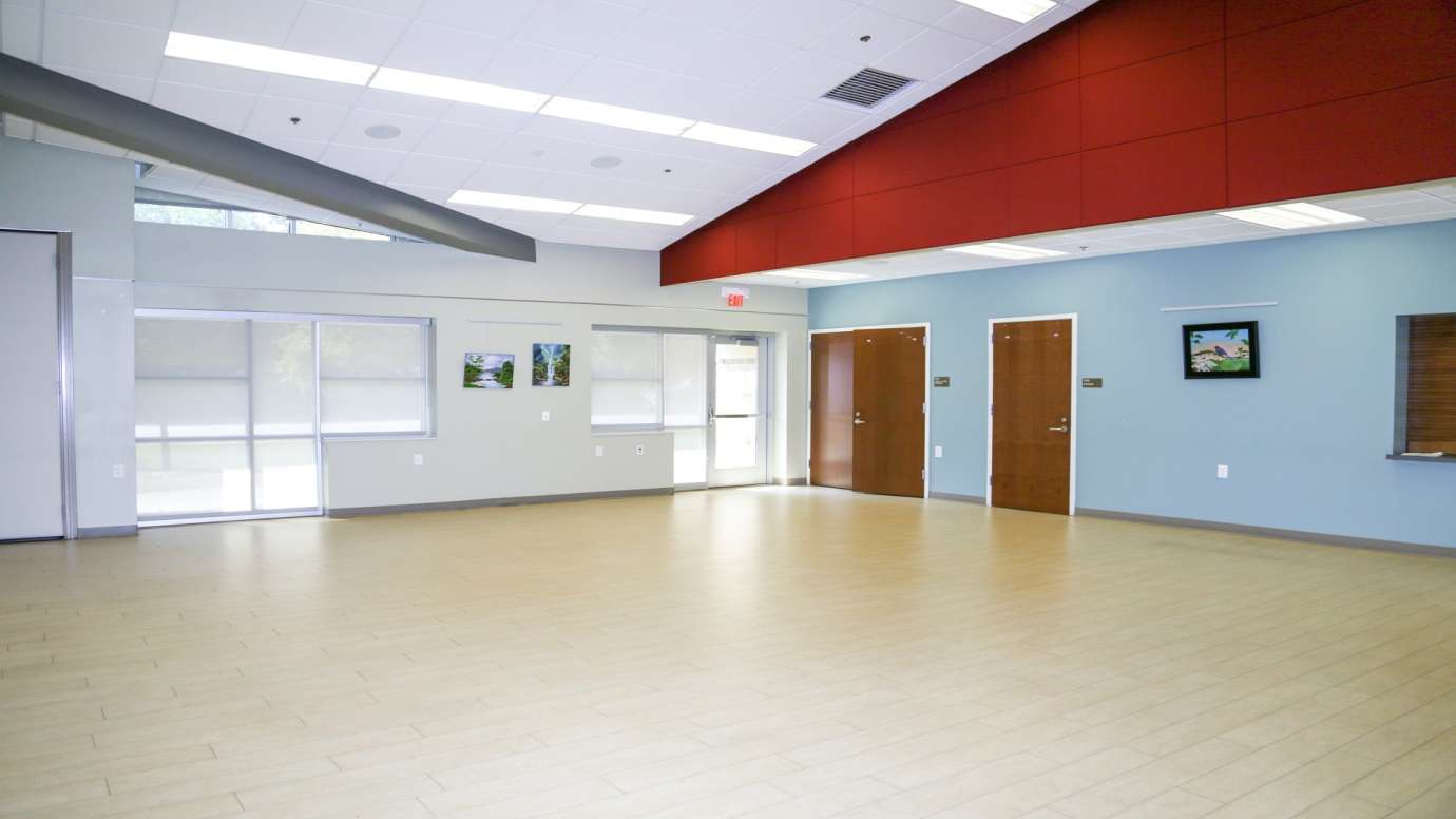 A large open space used for dance, fitness and exercise classes 