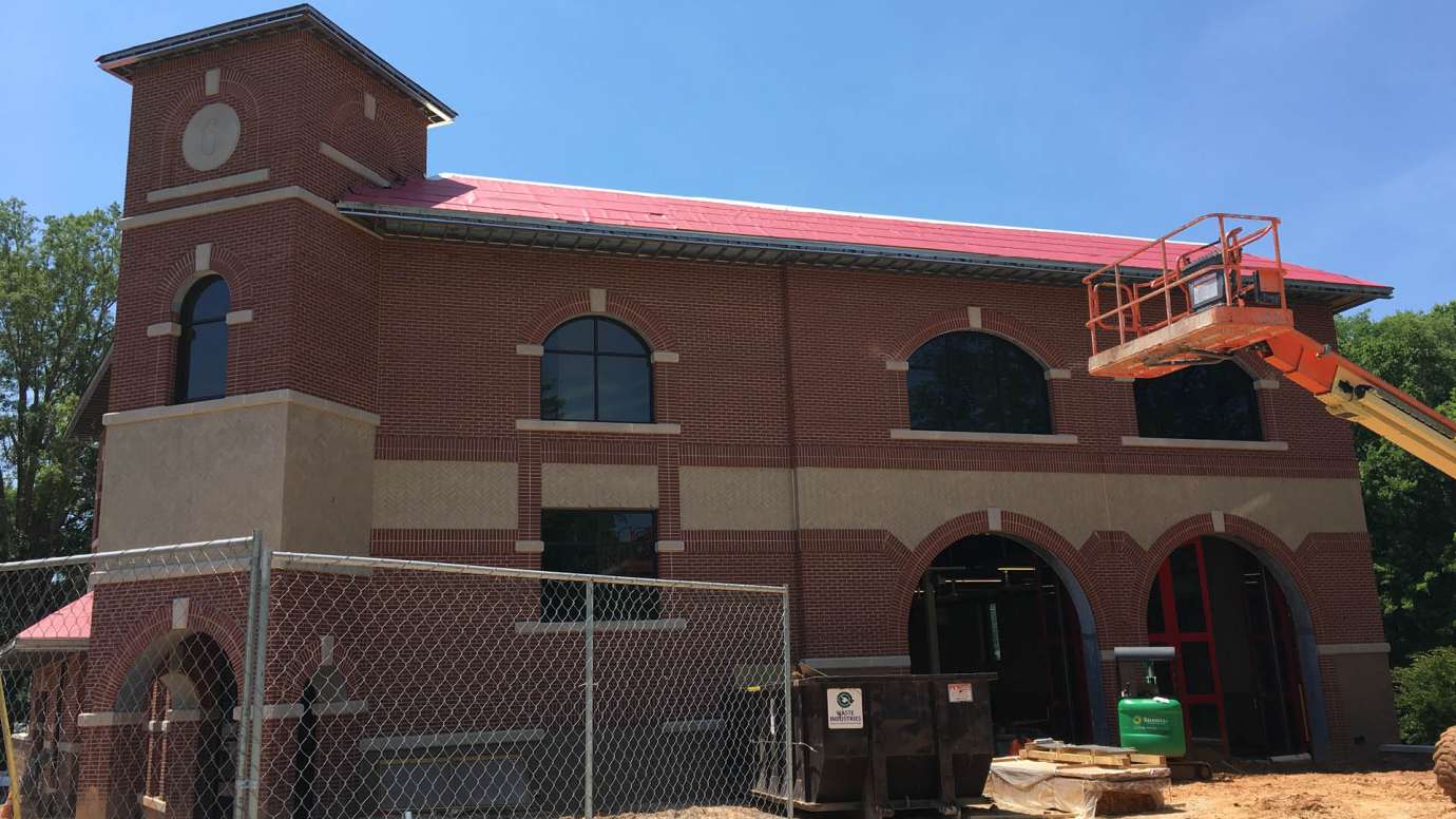 Fire Station Six under construction with new windows. 