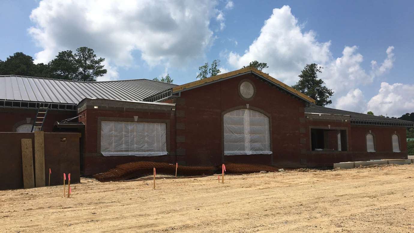 Fire Station 14 under construction with new windows. 