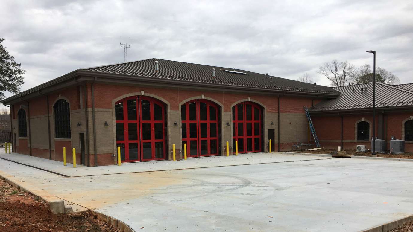 New bay doors at Fire Station 14 in Raleigh. 