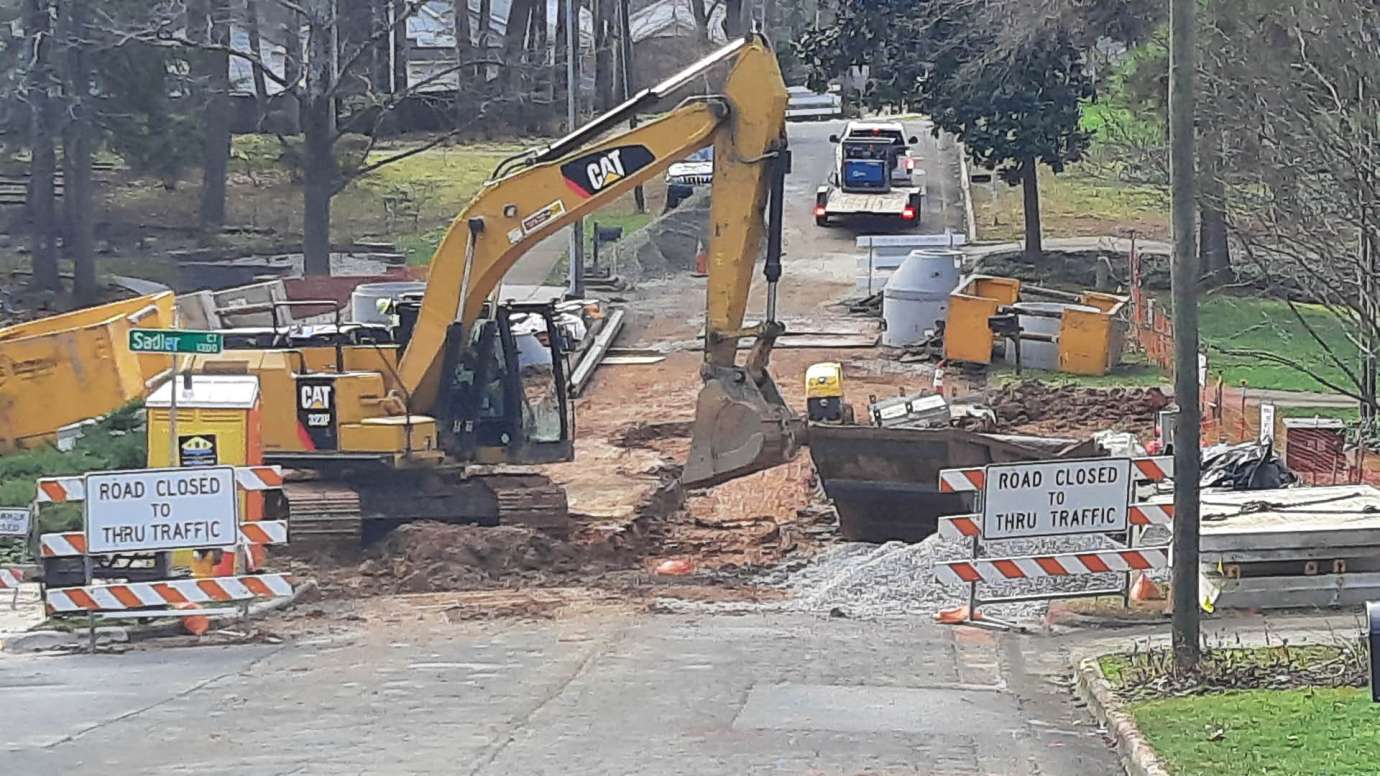 Audubon Drive in Raleigh closed for construction of a stormwater project. 