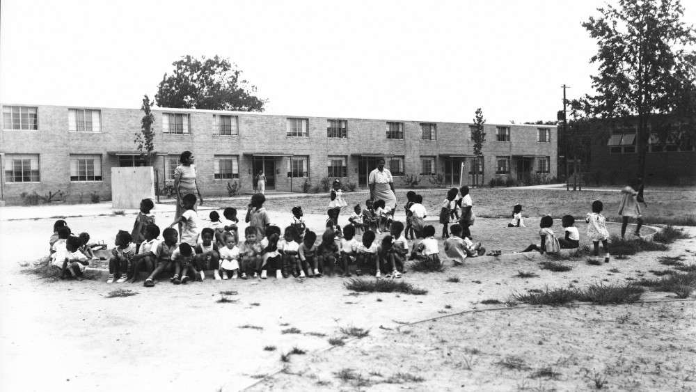 Historic image of kids outside at nursery in Chavis Heights