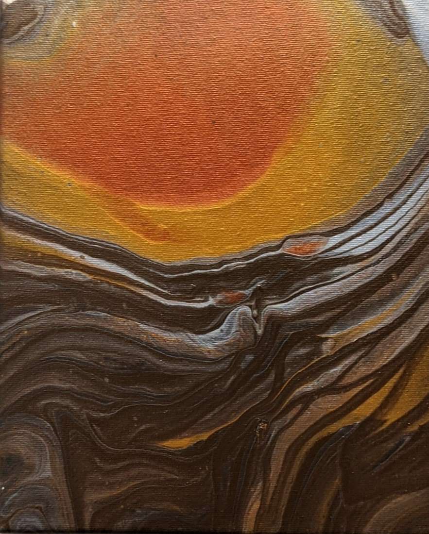 An abstract orange and brown painting