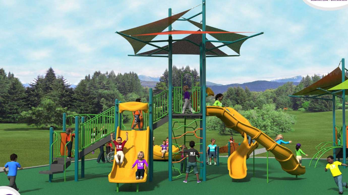 Design rendering of playground structure with slides