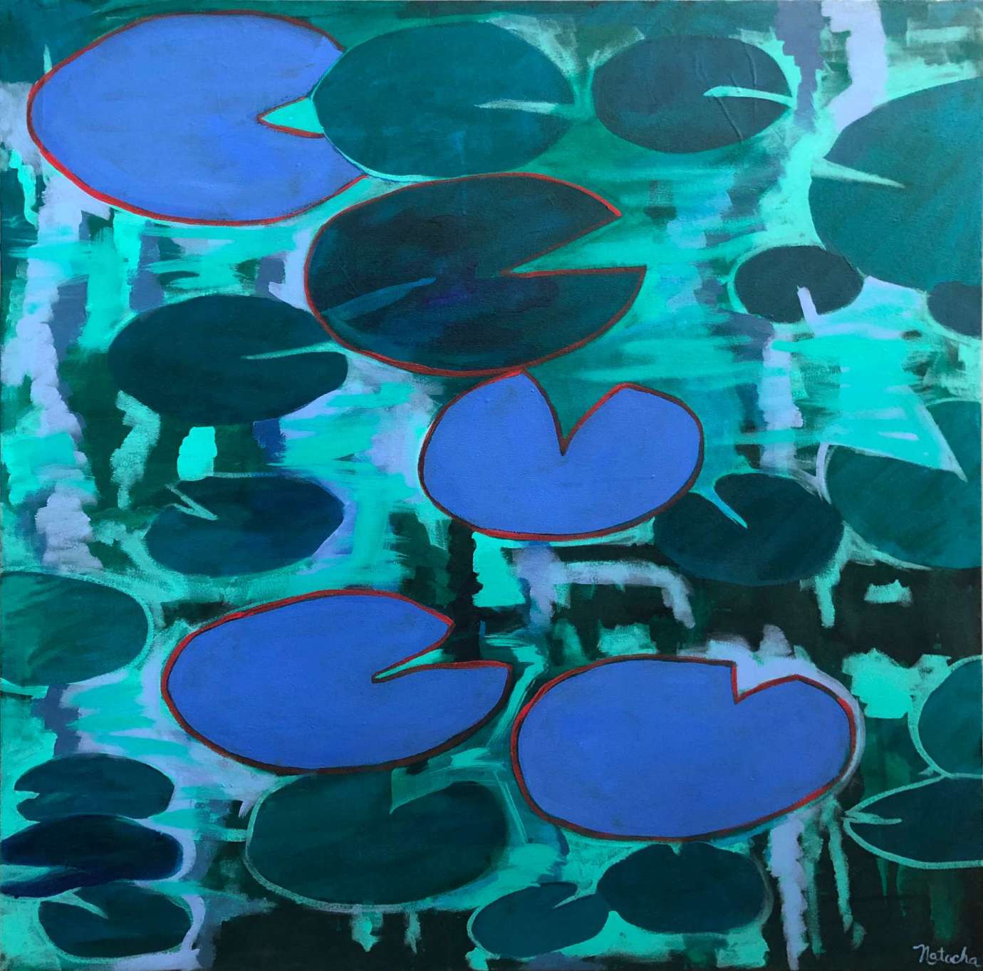 Abstract artwork of a lily pond by Natacha Sochat